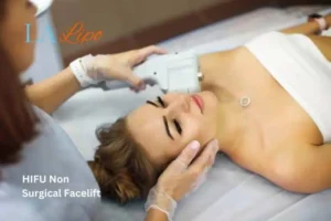 Woman having Hi-Fu to reduce wrinkles Upper Walthamstow.