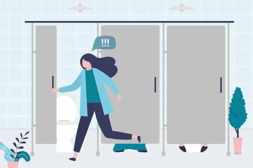 graphic of Urine incontinence Upper Walthamstow woman running to the toilet.